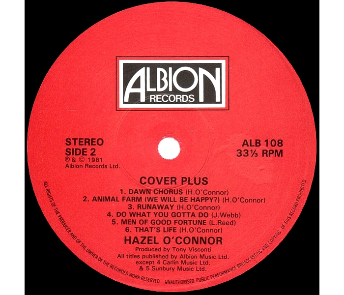 Hazel O'Connor - Cover Plus - Side 2
